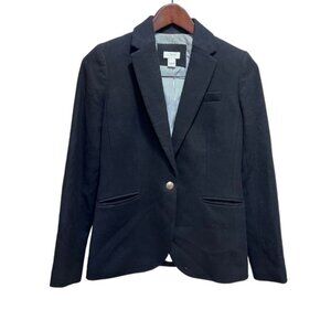 J. Crew Black Wool Blazer Size 0 Classic Monochrome Neutral Business Casual